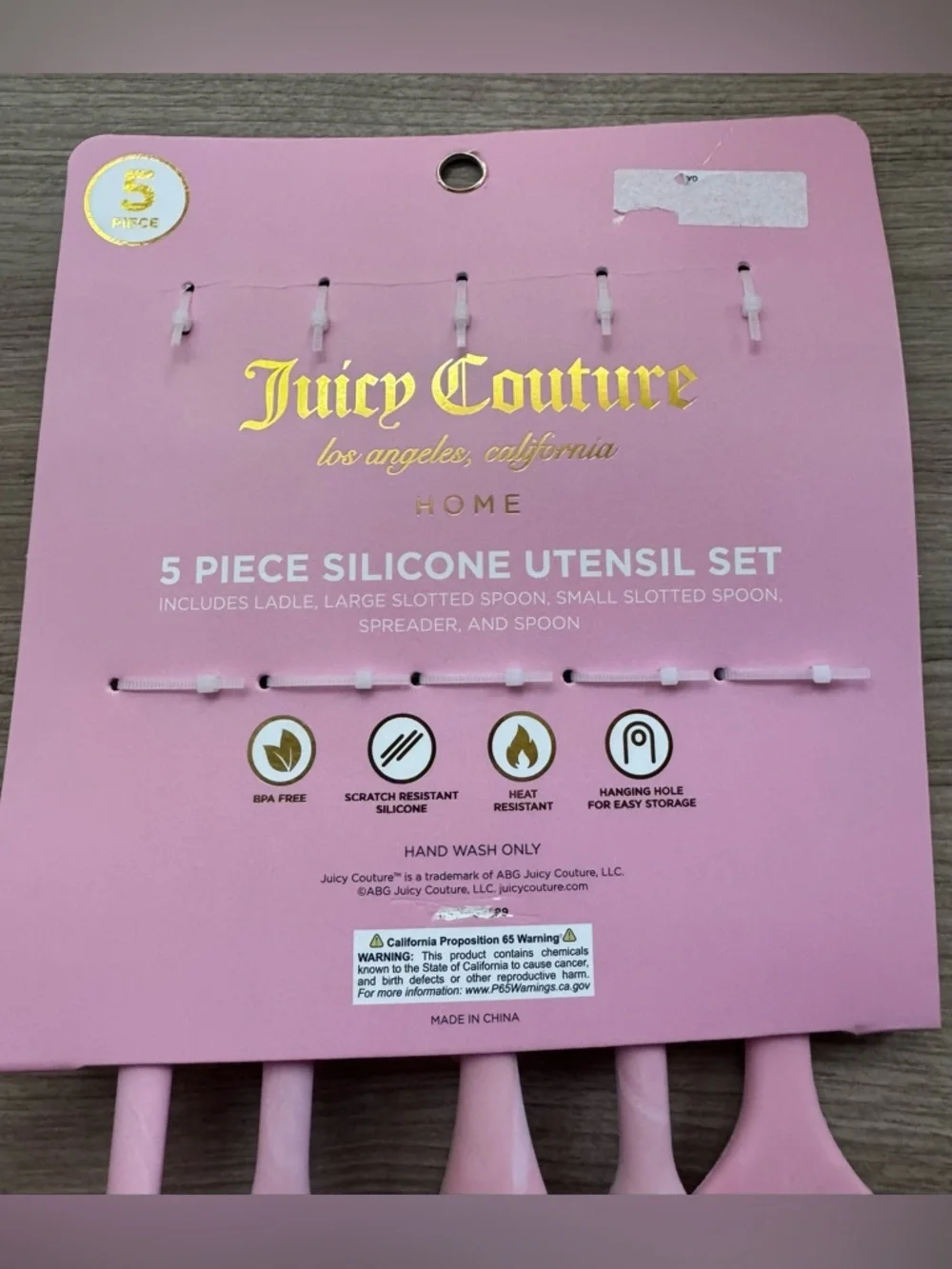Juicy Couture Pink  Marble Silicone 5-Piece Kitchen Utensil Set